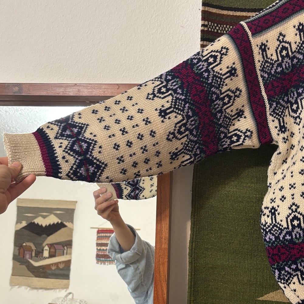 Dale of Norway Nordic Pattern Sweater Cream 100% wool made in Norway - Picture 4 of 13